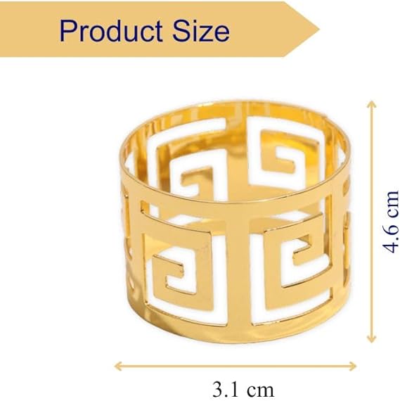 12Pcs Gold Stainless Steel Shiny Napkin Rings, Modern Design Napkin Holder Metal Buckles Metallic Adornment for Ramadan