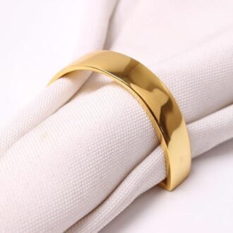 24Pcs Gold Stainless Steel Shiny Napkin Rings, Semi Circle Design Napkin Holder Metal Buckles Metallic Adornment for Ramadan, Eid and Wedding Dinner Party