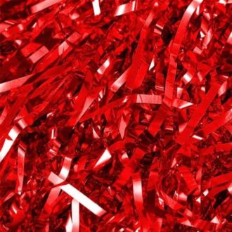 100 Grams Basket Filler Paper Shred, Shiny Red Film PP Hamper Shreds & Strands Shredded Grass Stuffer Crinkle Confetti Raffia Paper Gift Box Filler for DIY Gift Wrapping & Basket Filling (Red)