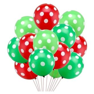 30 PCS Of Red And Green Polka Dot Balloons For Christmas Decoration