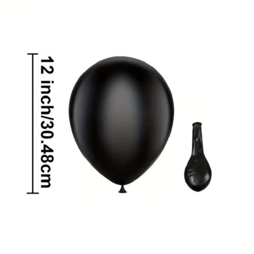 Shiny Black Latex Balloons - 100Pcs Pack