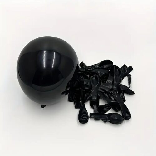 Shiny Black Latex Balloons - 100Pcs Pack - Image 2